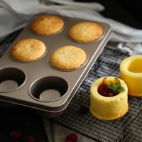 6 holes cup shape cake mold pan non stick carbon steel pastry maker loaf dessert dinner bowls creative mini muffins baking tools