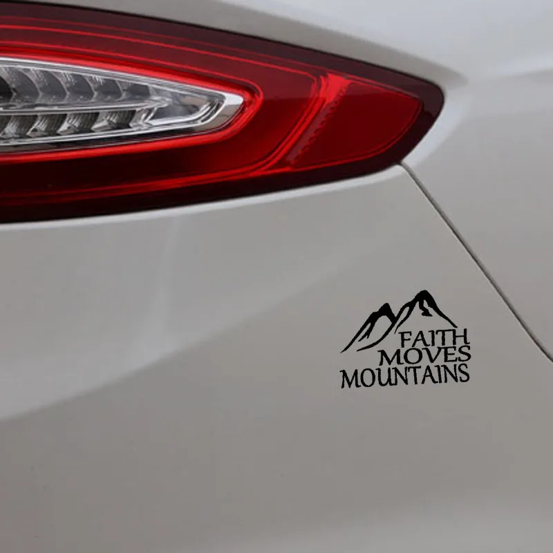 Aliauto Funny Car Sticker Faith Moves Mountains Vinyl Bible Black/Silver Personality Sun Creen Accessories PVC Decal 14cm*10cm | Автомобили