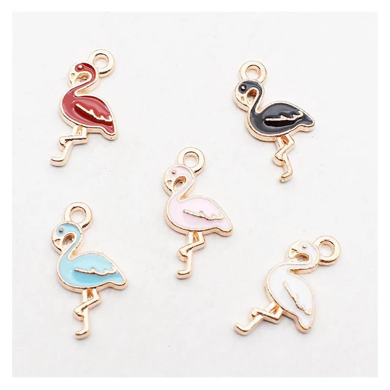 

10Pcs 10*17mm Cute Alloy Flamingo Charms Pendants For DIY Decoration Earrings Key Chains Fashion Jewelry Making Accessories