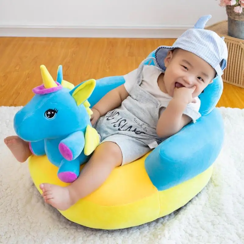 Funda de asiento de apoyo para sof&aacute; de beb&eacute;, silla de felpa suave para aprender a sentarse, nido, Puff lavable, solo piel, sin relleno-0
