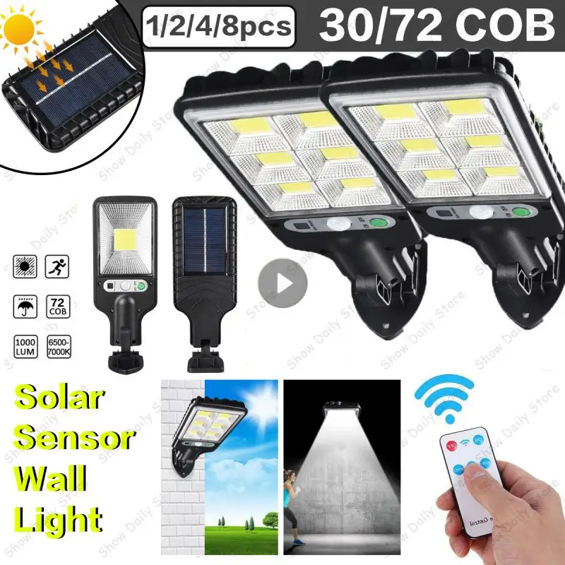 

Светодиодный уличный фонарь на солнечной батарее, s 72COB уличная лампа с 3 режимами освещения, водонепроницаемый светильник с датчиком движен...