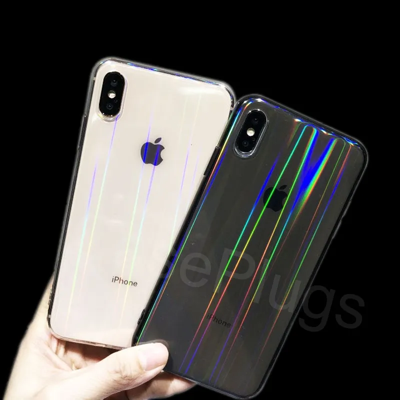 Голографический чехол с градиентом для iPhone 11 Pro X XR XS Max прозрачный жесткий 8 7 6S Plus