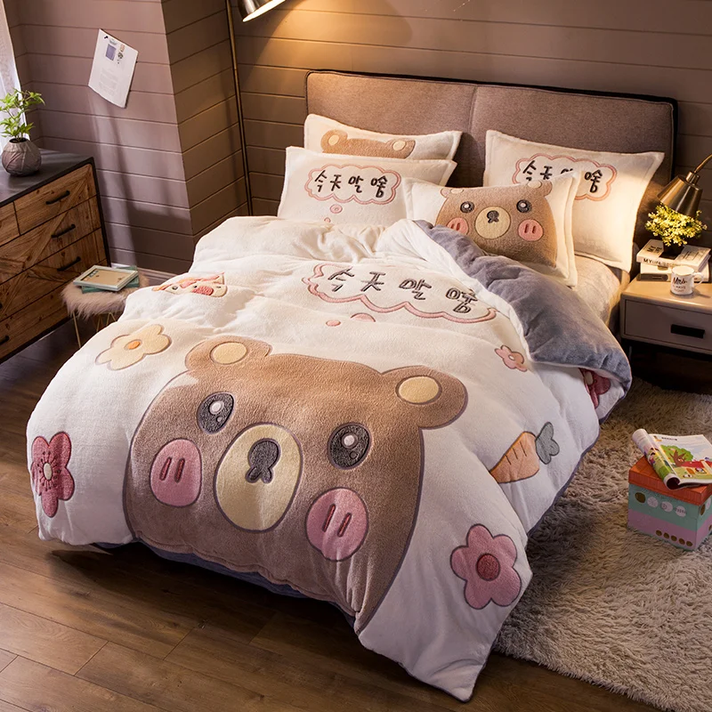 Мультяшный Единорог медведь свинка динозавр зимний бархатный фланелевый