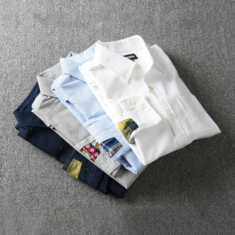 Новинка осени 2020 Мужская модная Ретро Рубашка с длинными рукавами и лацканами 100%