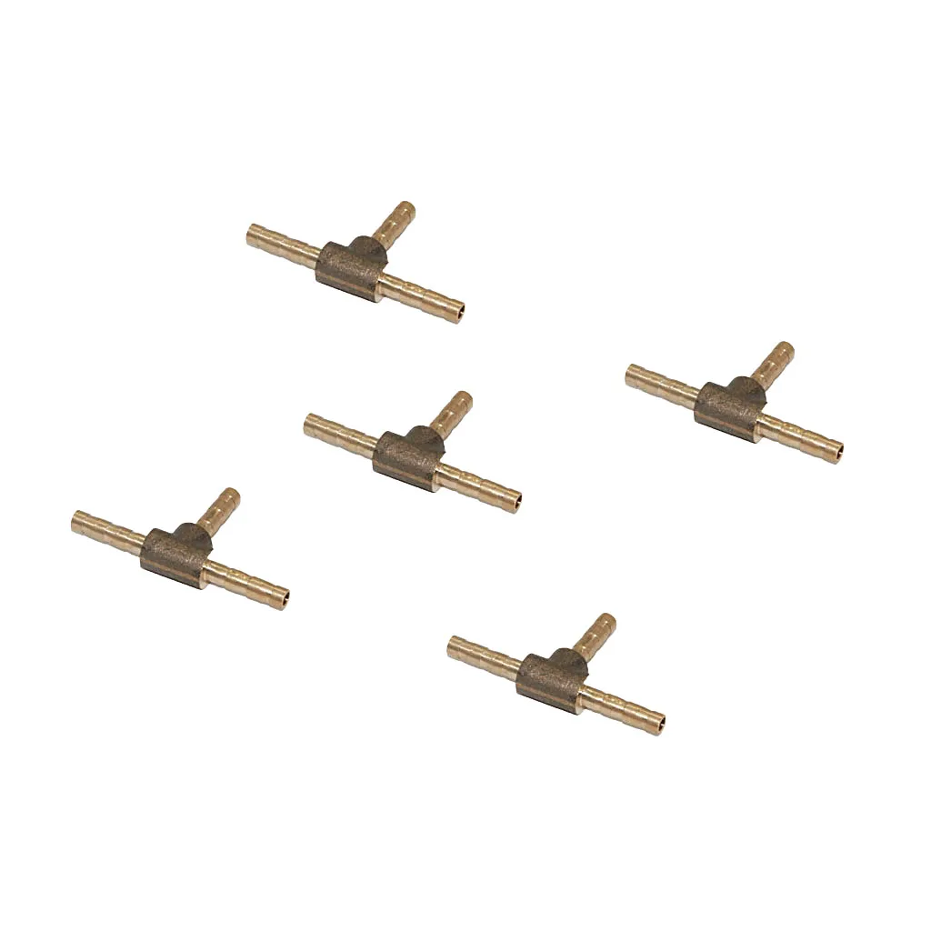 

5pcs Brass Barb Splicer Fitting,T-Shaped 3 Ways, Barb Hose Fitting Air Gas Water