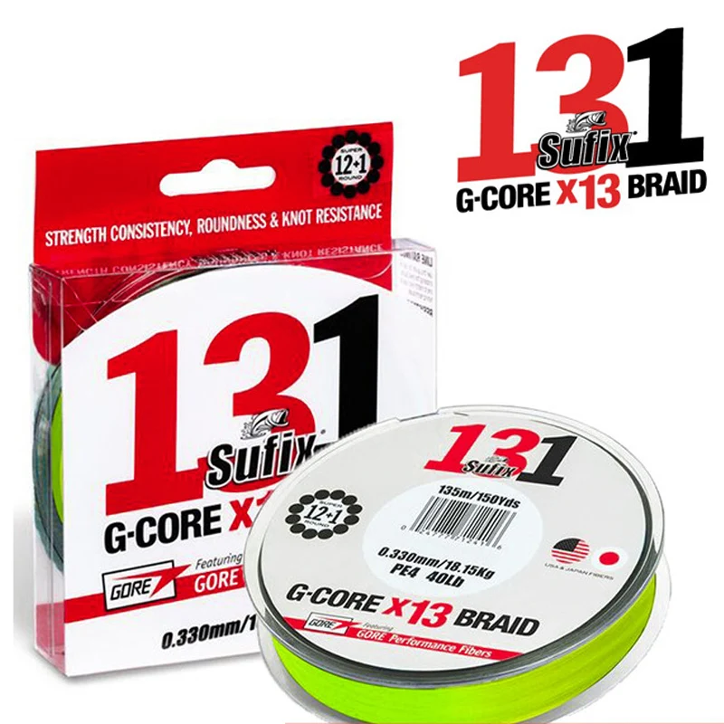 

Japan Rapala Sufix 131 G-CORE X13 BRAID 150M PE Line 13 Strand Fibers Braided Wire Max Drag Powerful than YGK Japan Fishing Line