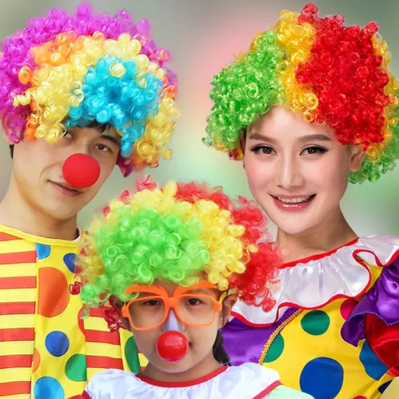 Представление волнистый кудрявый Клоун парик косплей волос для рождества