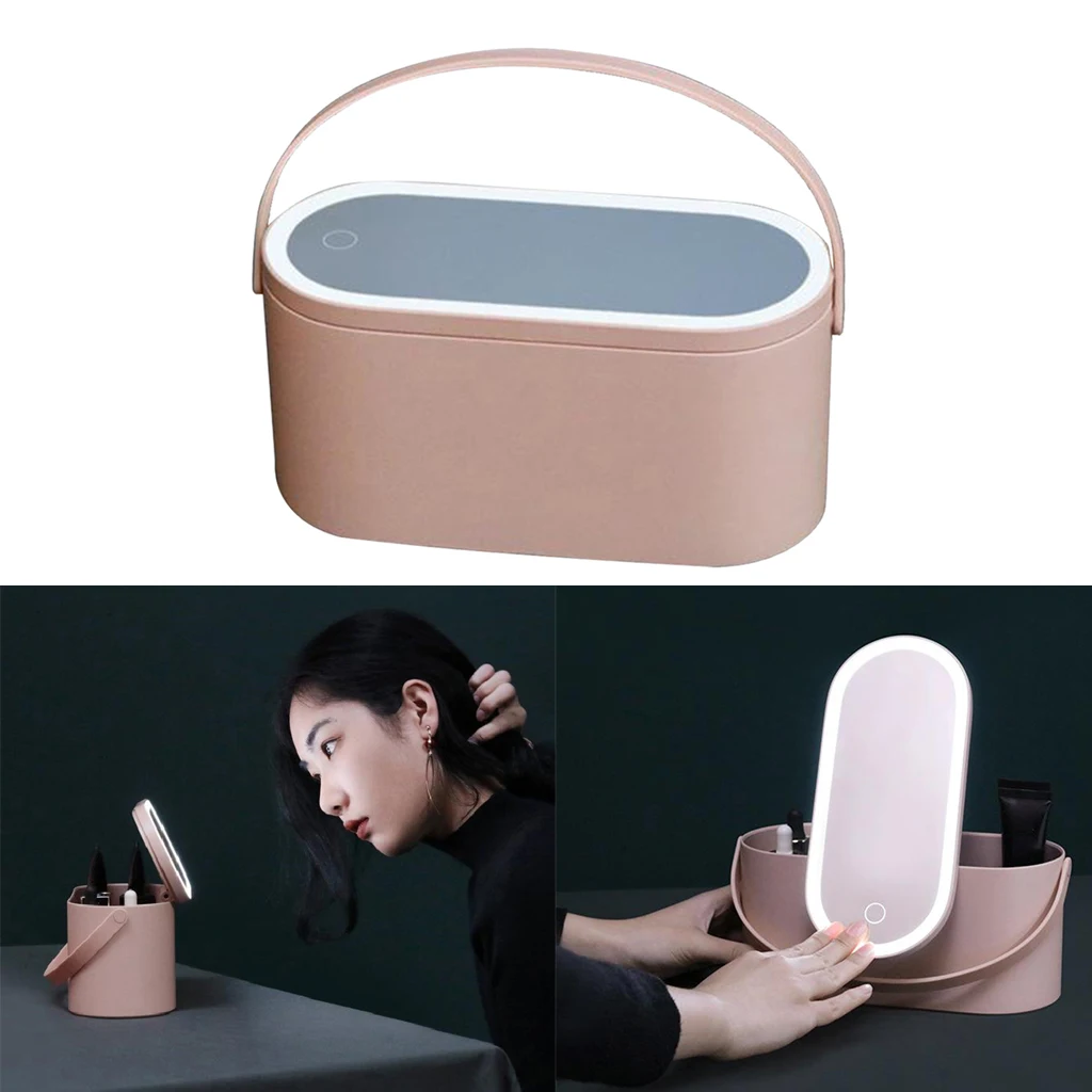 

Creative 2 In 1 Travel Makeup Bpx Cosmetics Organizer with LED Lights Makeup Mirror
