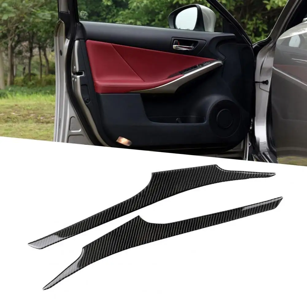 2Pcs Carbon Fiber Inner Door Armrest Strip Cover Trim for Lexus IS250 2013-2019 Left Right Drive