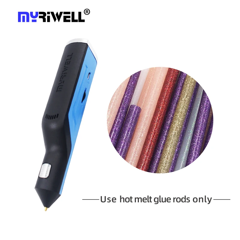 Myriwell Cordless mini Hot Melt Glue Gun Fix Tools Creative USB Pen Design 3D Printing Pen 6color Glue sticks charging version loading=lazy