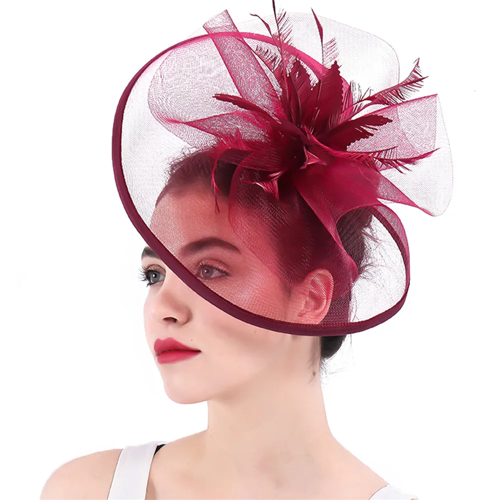 Вуалетка с перьями шляпа коричневые кринолиновые аксессуары для волос свадьбы