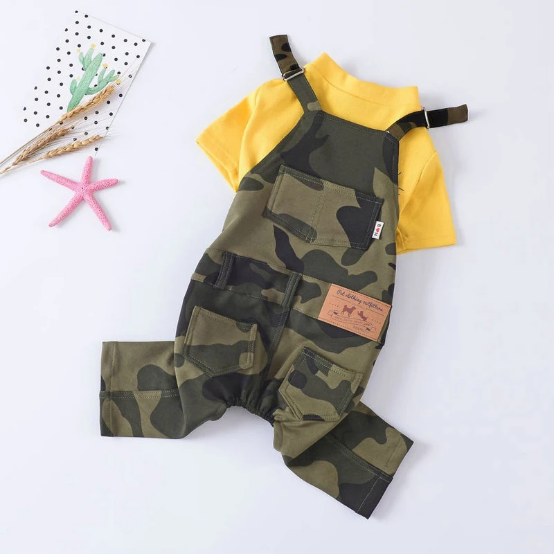 Джинсовый комбинезон для собак одежда камуфляжная французская бульдога пальто