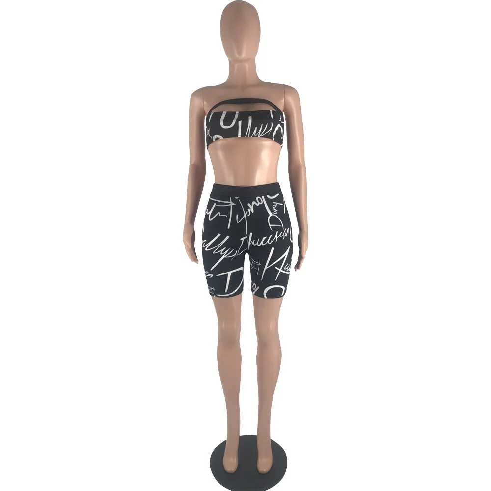 

Off The Shoulder Fitness Two Piece Matching Sets Women Hollow Backless Crop Top and High Waist Sport Short Streetwear Tracksuit