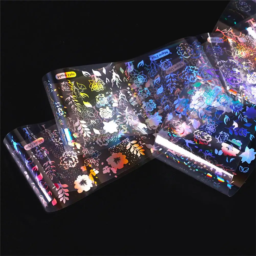 Голографическая фольга для ногтей 4*10 см/рулон цветок животные необычная печать