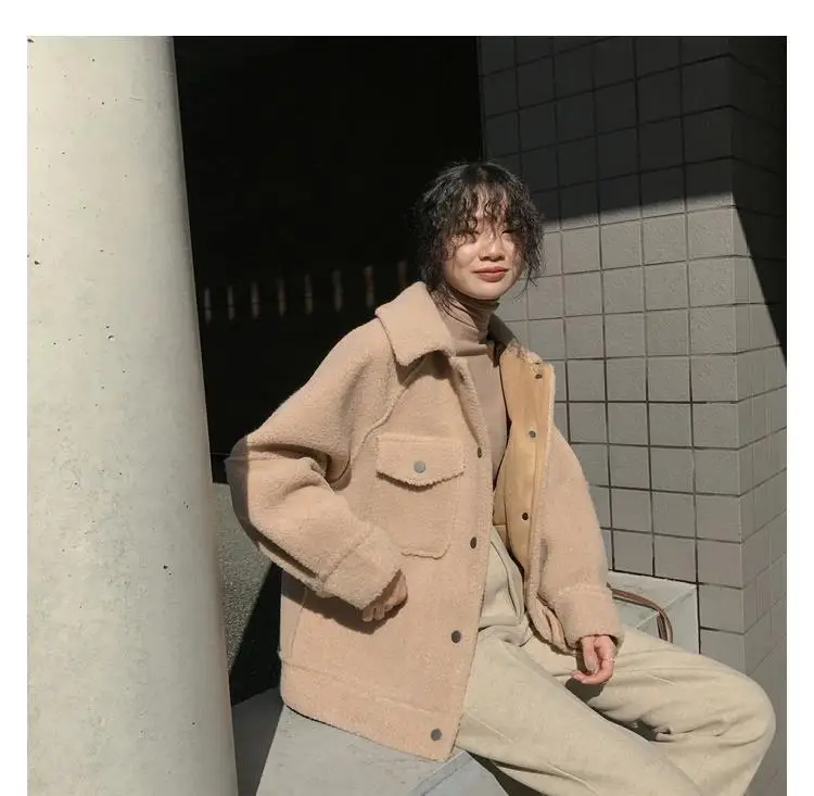 

2021 New Autumn And Winter anti sheepskin coat female new loose plush coat shirt jacket