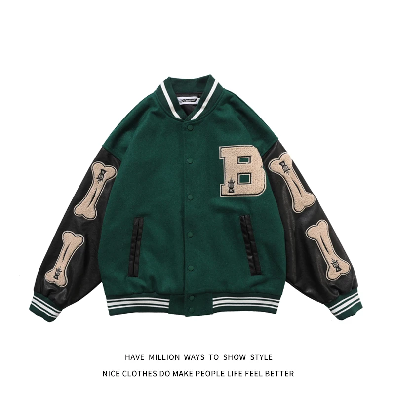 Новое поступление мужская бейсбольная куртка бомбер из искусственной кожи с