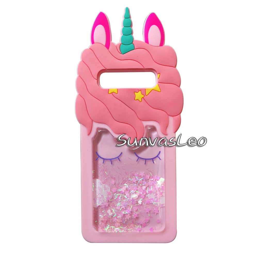 Pink Liquid Unicorn Мягкий силиконовый чехол для samsung Galaxy S10e S10 S10Plus с объемным изображением животных из мультфильмов, защитный противоударный чехол для задней панели телефона - Цвет: Pink Liquid Unicorn