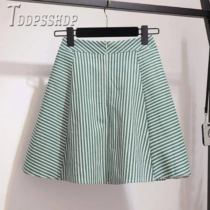 Женский комплект в французском стиле белая футболка и юбка полоску 2019 |