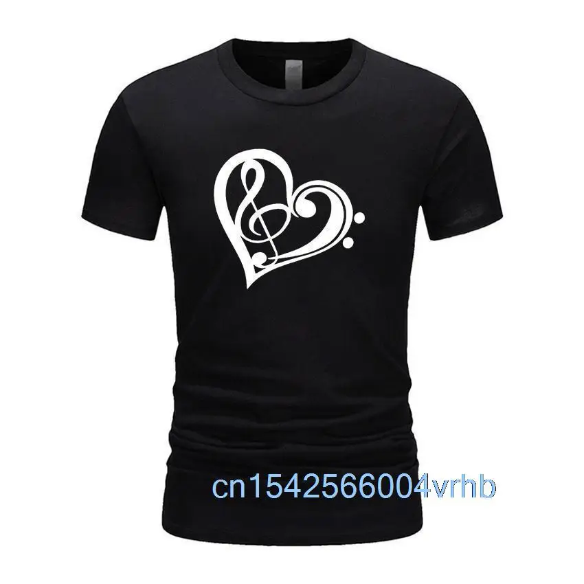 

Модная забавная футболка с сердечками, музыкальными нотами, крутая хлопковая Футболка простого дизайна, мужские топы в стиле Харадзюку, фут...