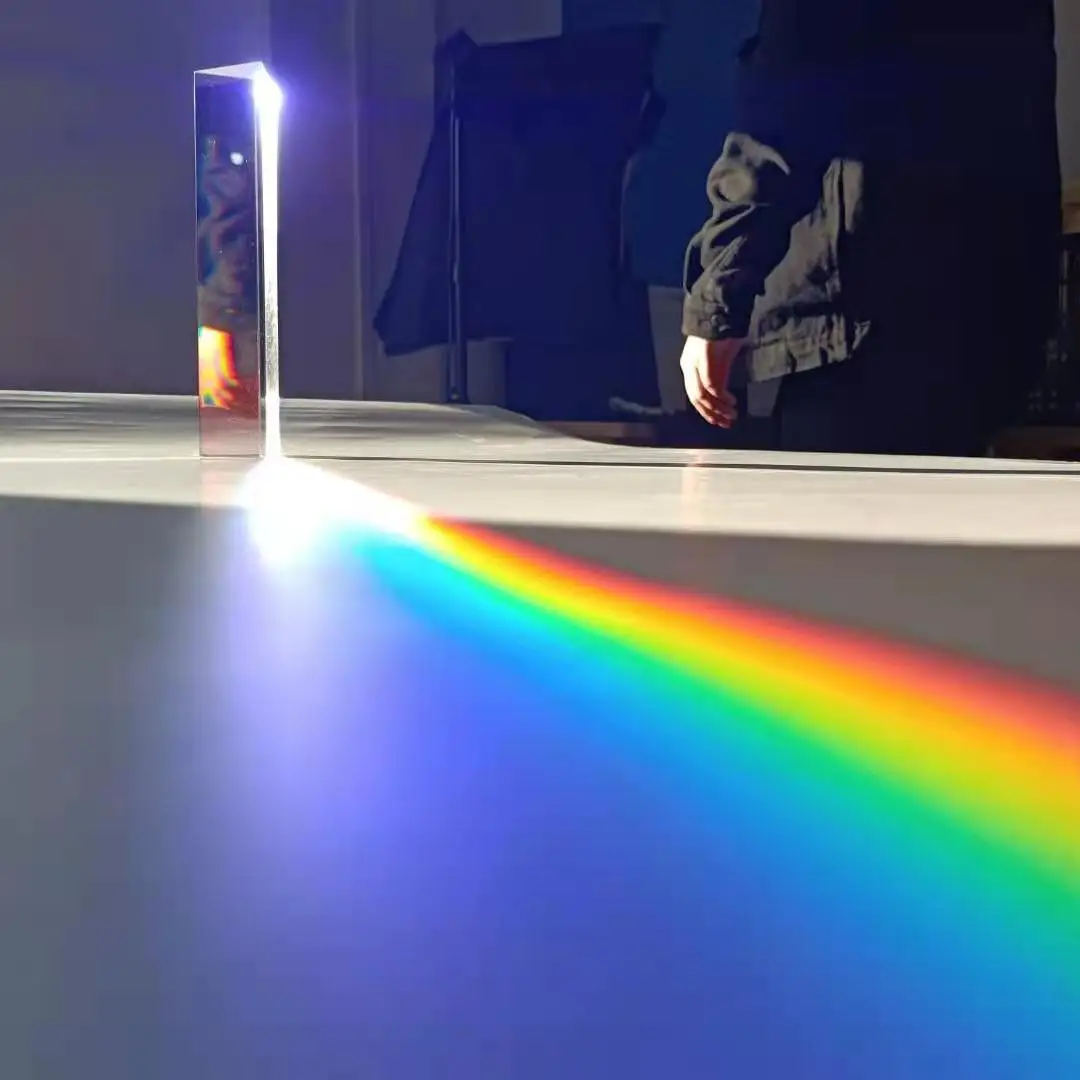 Prisma de cristal Triangular para fotografía de estudiantes, vidrio óptico de 30x30x150MM, foto de arcoíris grande, regalo para estudiantes, equipo Experimental, artefacto de fotografía