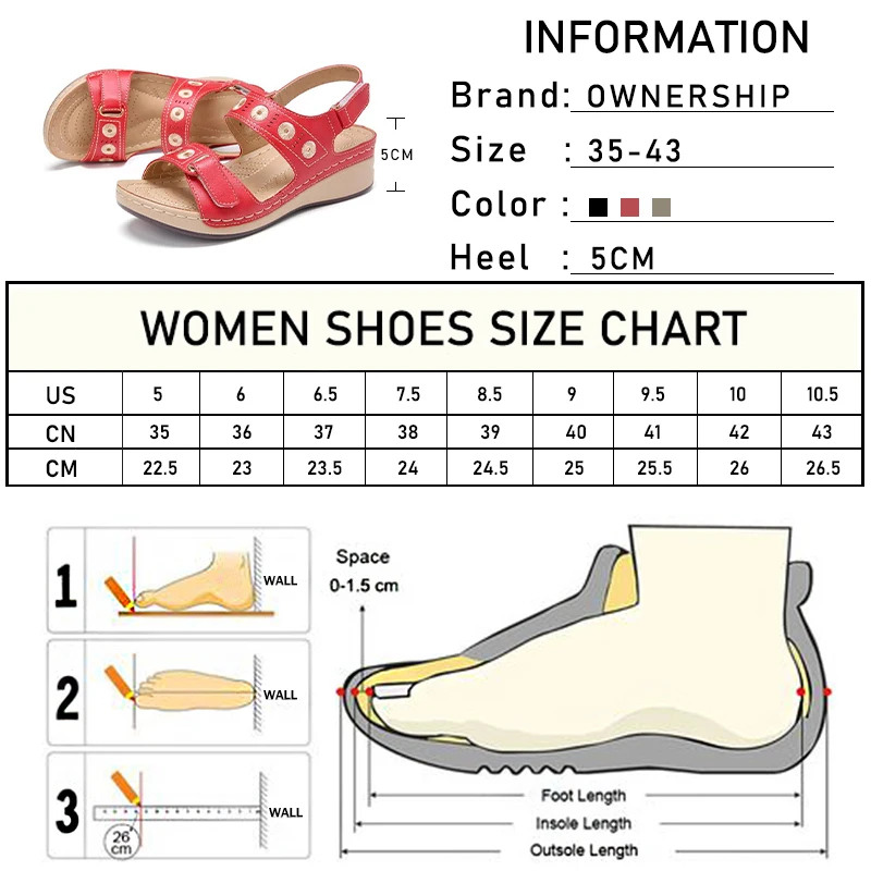 

2021 Women Hook Loop Sandals Ladies Hollow Out Comfortable Wedges Woman Sewing High Heel Female Open Toe Solid Shoes Plus Size