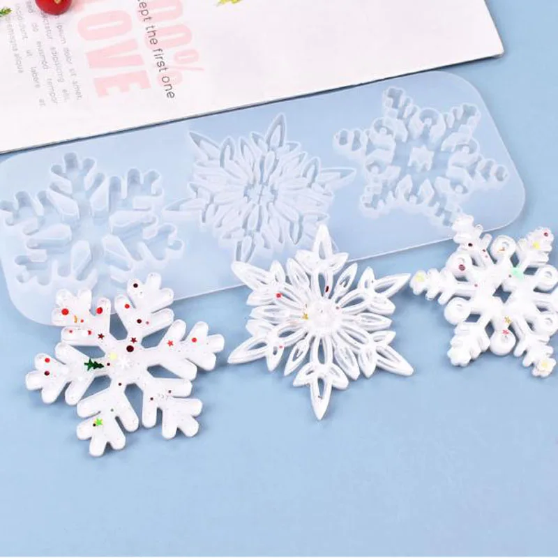 

Christmas Hollow Snowflake Ornament Silicone Mold Soft Clear Mould Resin Craft Winter Embellishment DIY Pendants Jewelry Making