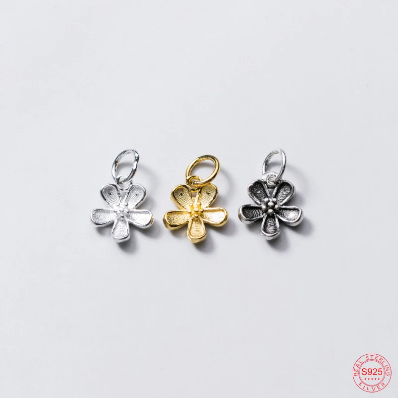 

UQBing Fashion Real 925 Sterling Silver Flower Charms For Bracelet Jewelry Findings Hand Crafts