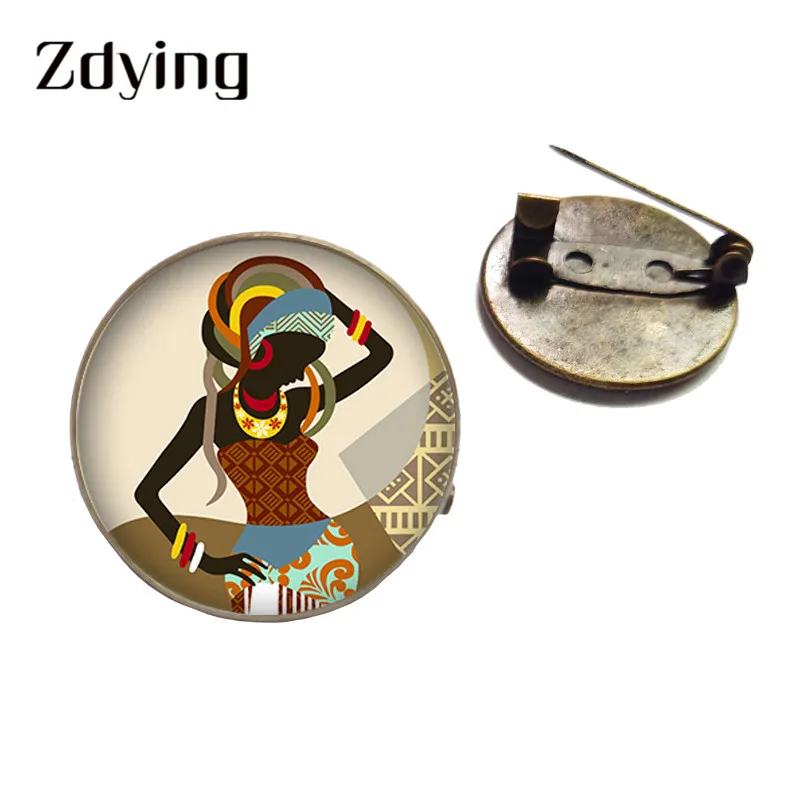 ZDYING Африканский хип-хоп девушки Искусство Живопись круглые Броши Античная