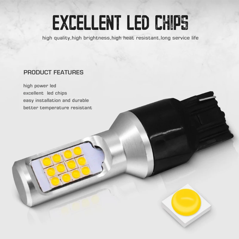 2 шт. Автомобильные светодиодные лампы T20 7440 W21W WY21W 24SMD 3535 5500K 12 В/24 В|Сигнальная