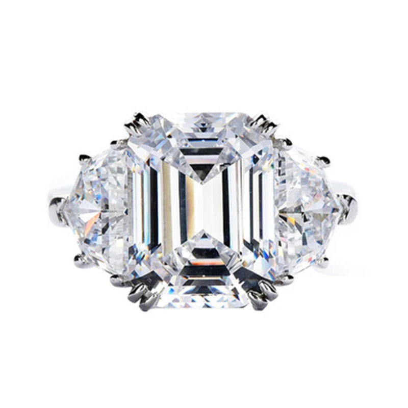 

2020 New S 9 2 5 Trendy Big Square Triangle Cubic Noble Female Wedding Ring High Quality Luxury Women Party Rings Jewelry Hot