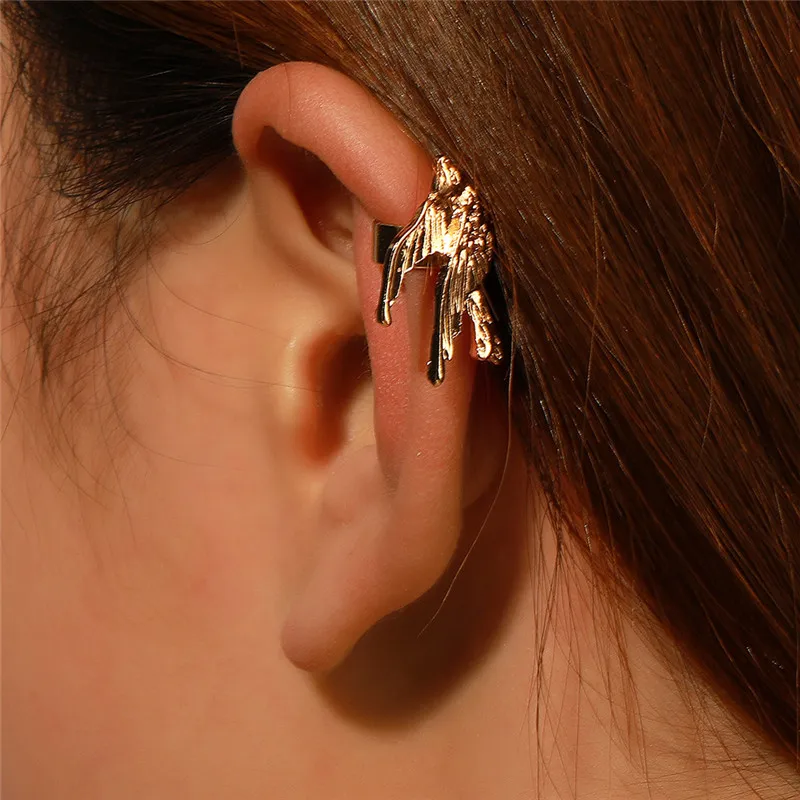 

2021 New Fashion Women Simple Swallows Lucky Pigeon Ear Clip Girl Lovely No Ear Hole Ear Clip Accessories
