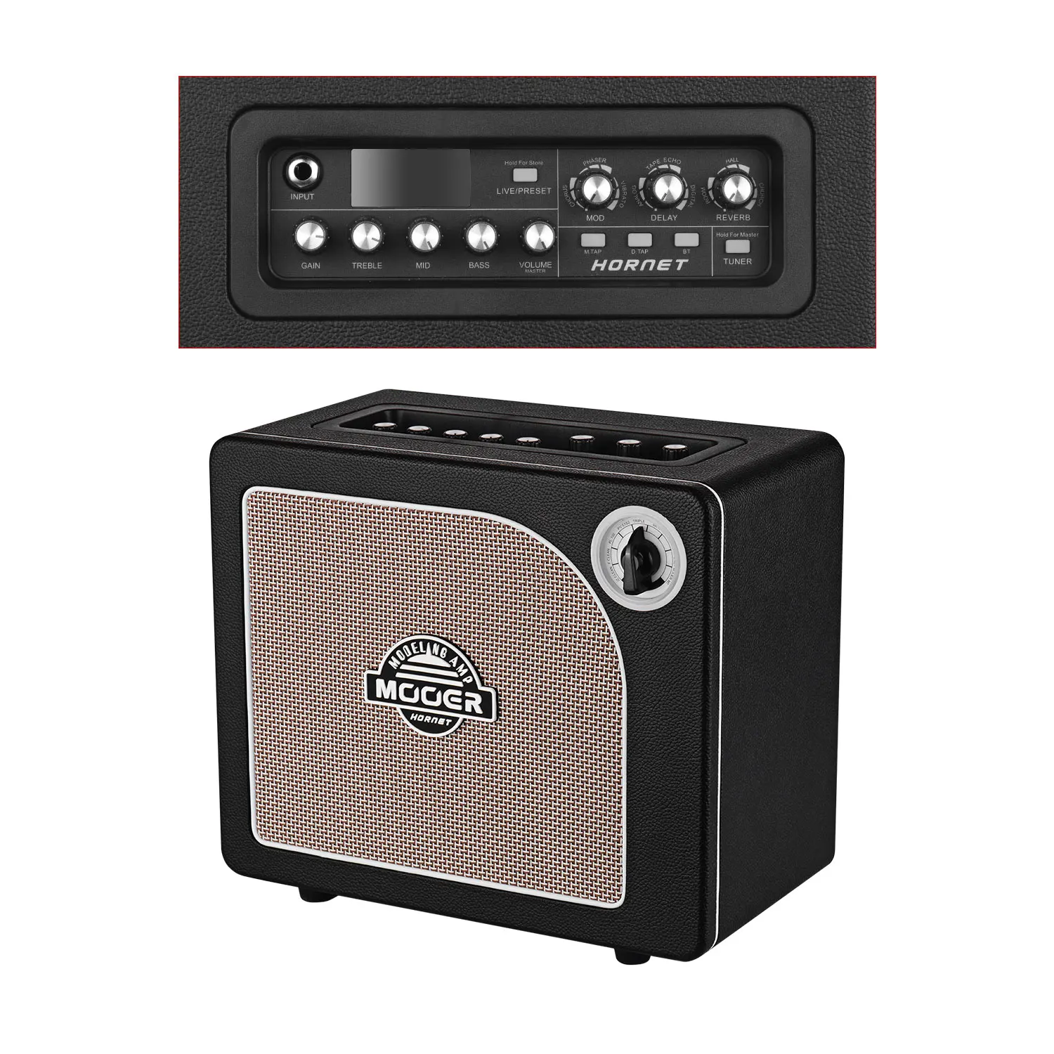 MOOER HORNET BLACK 15 Watt Digital Modeling Combo Guitar Amplifier Speaker 9 Amp Models Built-in Modulation Delay Reverb Effects | Спорт и