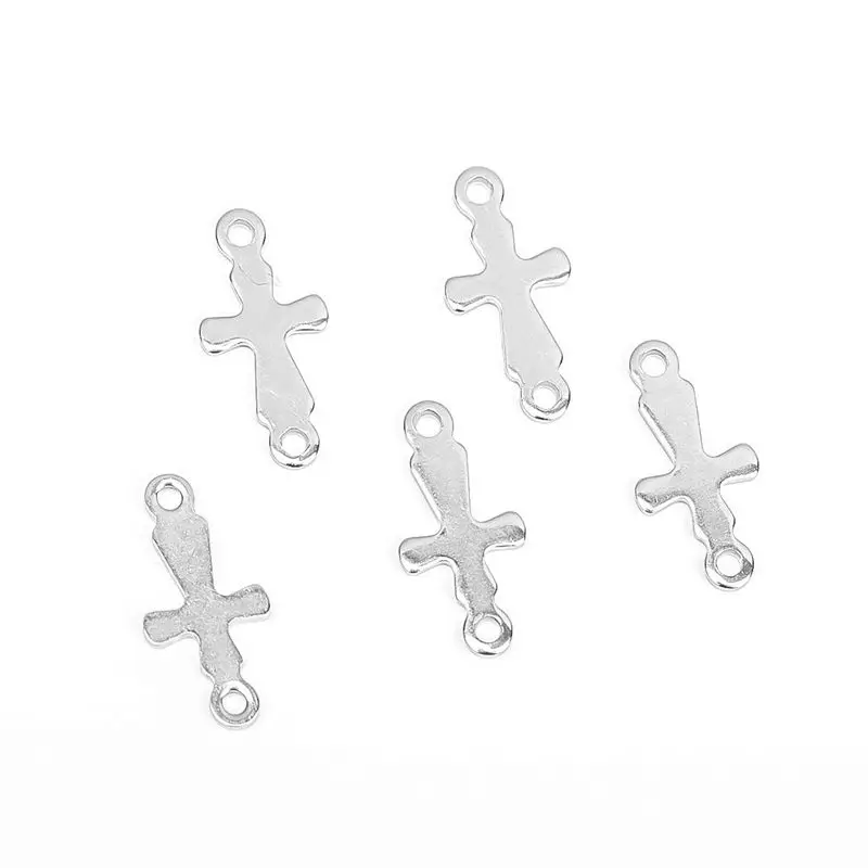 10 шт. разъемы из нержавеющей стали крест серебряный шарм для ювелирных изделий