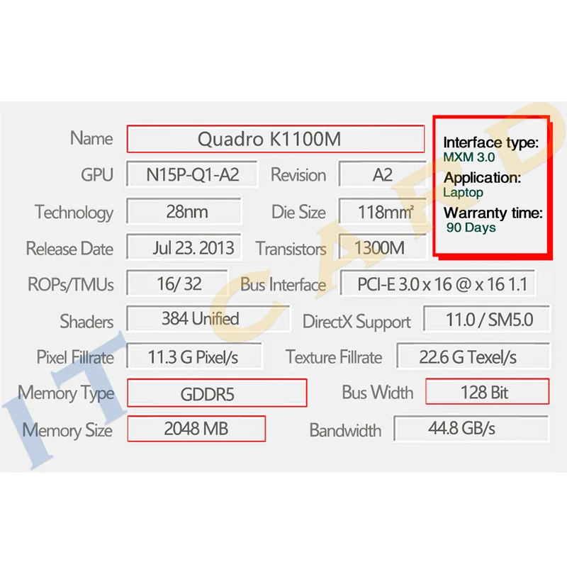 Видеокарта Quadro K1100M K1100 GDDR5 2 Гб фотографическая карта для Dell M4600 M4700 M4800 HP 8570W 8770W ZBook15