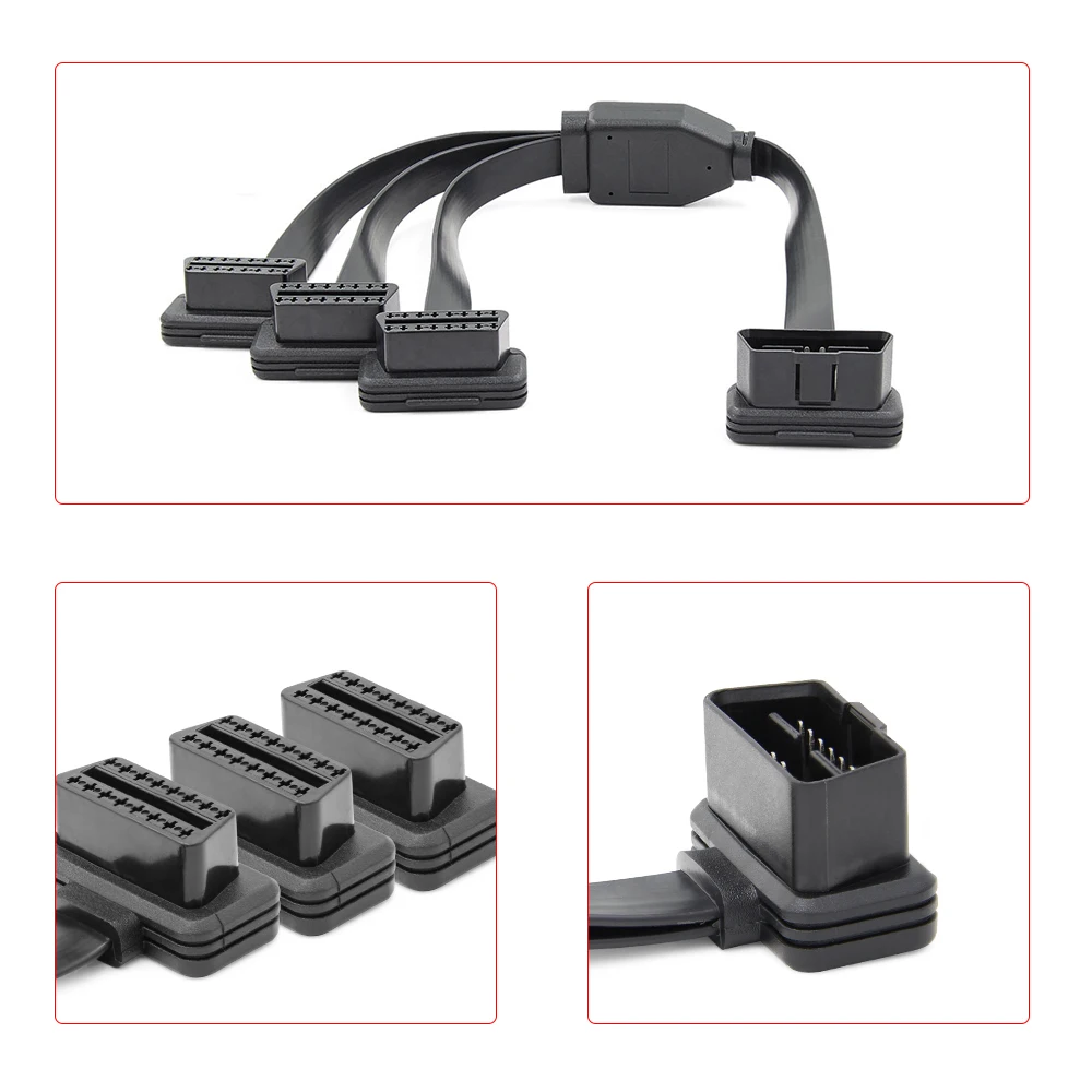 4 фута OBD2 16 штырьковый штыревой разъем плоский 1 в 3 Преобразованный кабель
