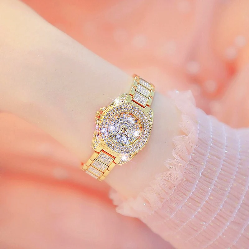 Женские часы с кристаллами дизайнерские брендовые роскошные женские из розового