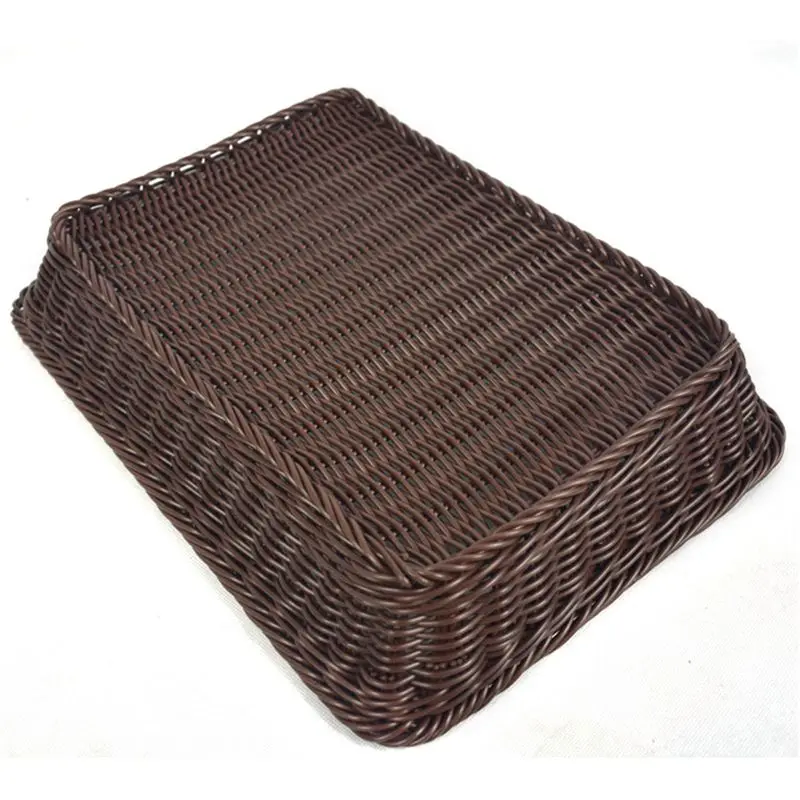 Темно коричневая простая модная ручная плетеная корзина для хранения еды из