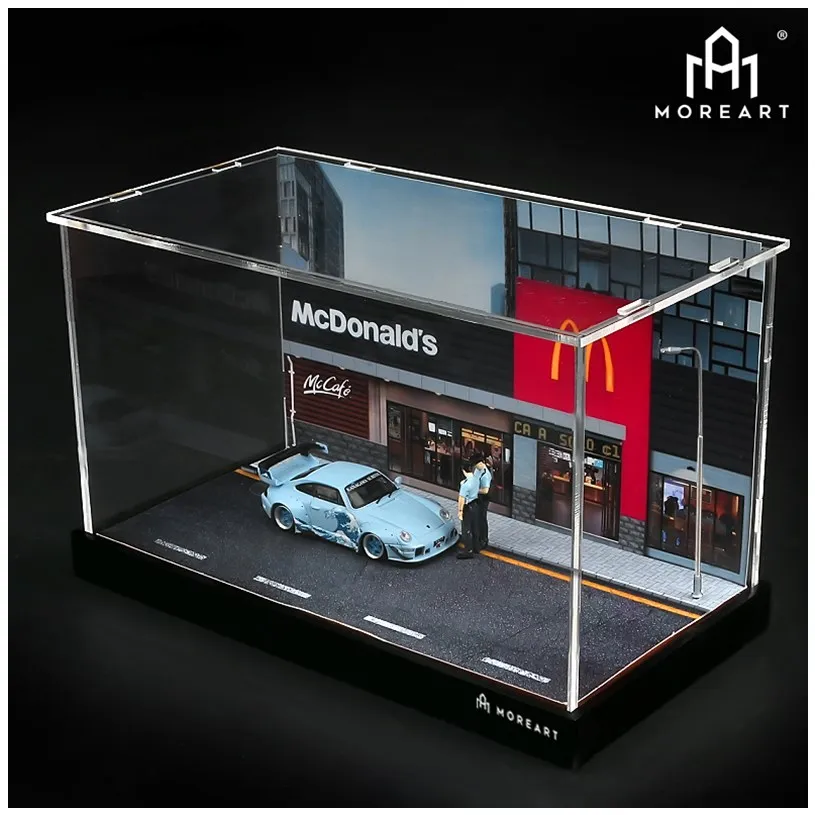 

MoreArt 1/64 полиция собрала сцену копия марки куклы акриловый дисплей Крышка для литая модель автомобиля