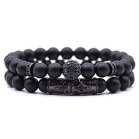 2020 trend men natural black matte stone bead tibetan buddha bracelet for boy jewelry gift