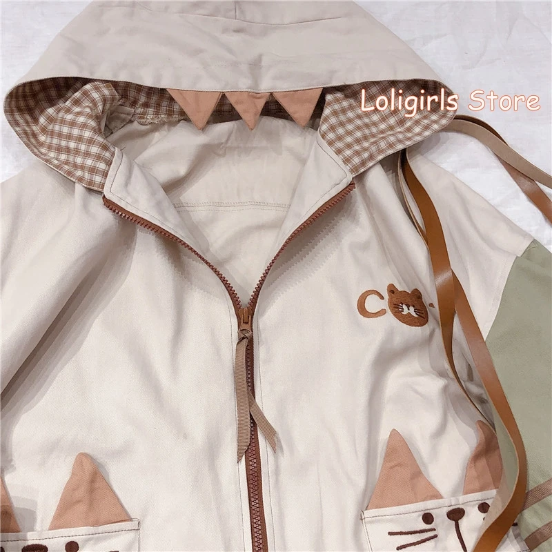 Японское милое мягкое пальто с большими карманами и кошачьими ушками новая