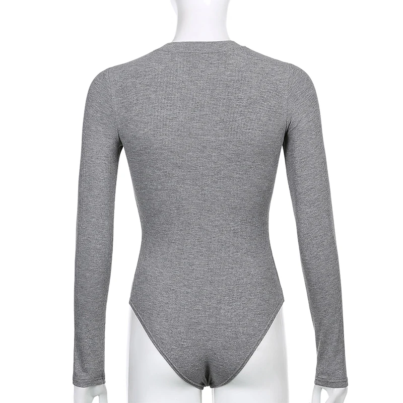 one shoulder bodysuit Solid Ribbed Knit Black Gray Female Bodysuit Turtleneck Top Women Long Sleeve Fall 2020 Winter Bodycon Keep Warm Khaki Body Sexy bodysuit women