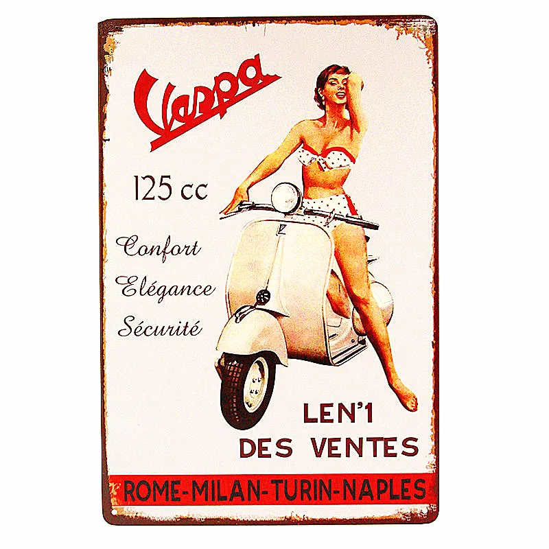 VESPA LEN'1 DES VENTES винтажные металлические оловянные знаки Ретро Оловянная пластина знак украшение стены для бара Размер: 20*30 см - Цвет: Синий