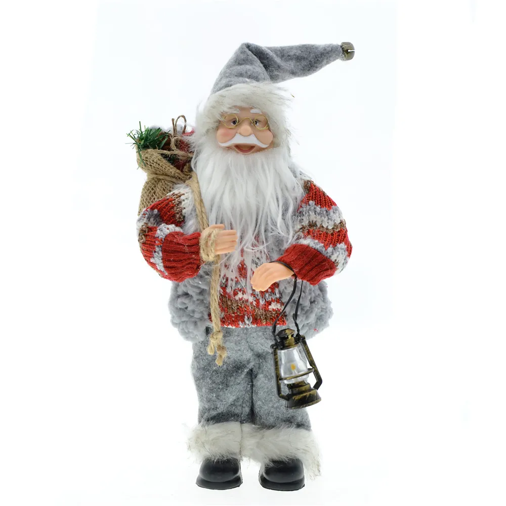 

2022 New Year Party Supplies 30cm Christmas Tree Ornaments Standing Santa Claus Plush Doll Toys Gift Decoration for Home Navidad