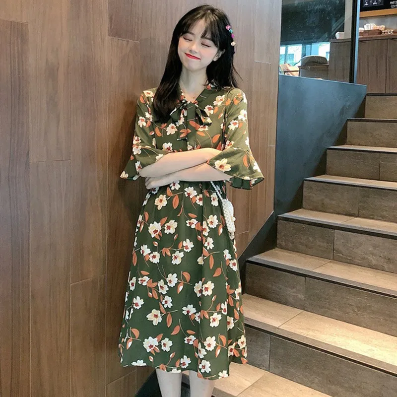 Женское шифоновое платье с круглым вырезом коротким рукавом бабочкой и