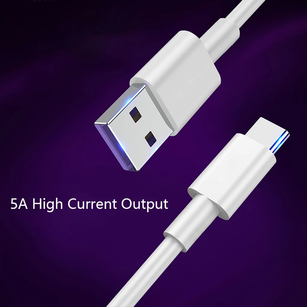 

5A USB Type C Cable For Samsung S20 S9 S8 Xiaomi Huawei P30 Pro Fast Charge Mobile Phone Charging Wire White Cable