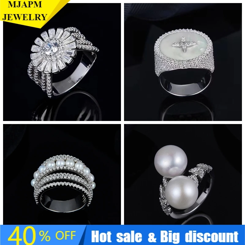 

S925 Sterling Silver New Zircon Pearl Ring Ladies Luxury Ring High Quality Monaco Luxury Jewelry Gift Valentine's Day Gift