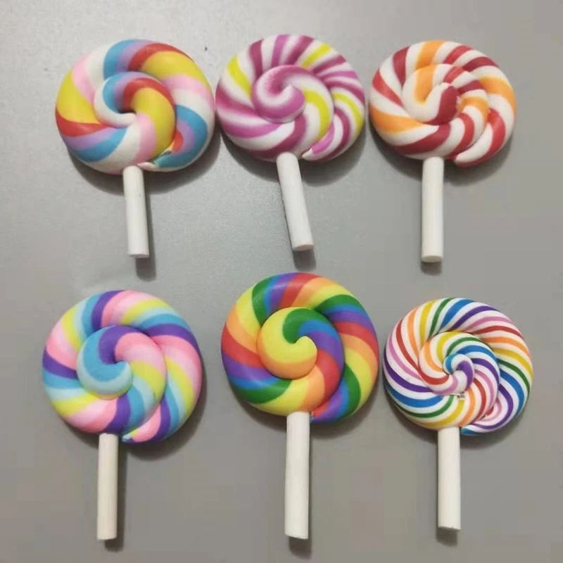 

10Pcs Simulation Colorful Lollipop Resin Ornament DIY Necklace Jewelry Patch Decorative Supplies Keychain Crafts Flat Back Resin