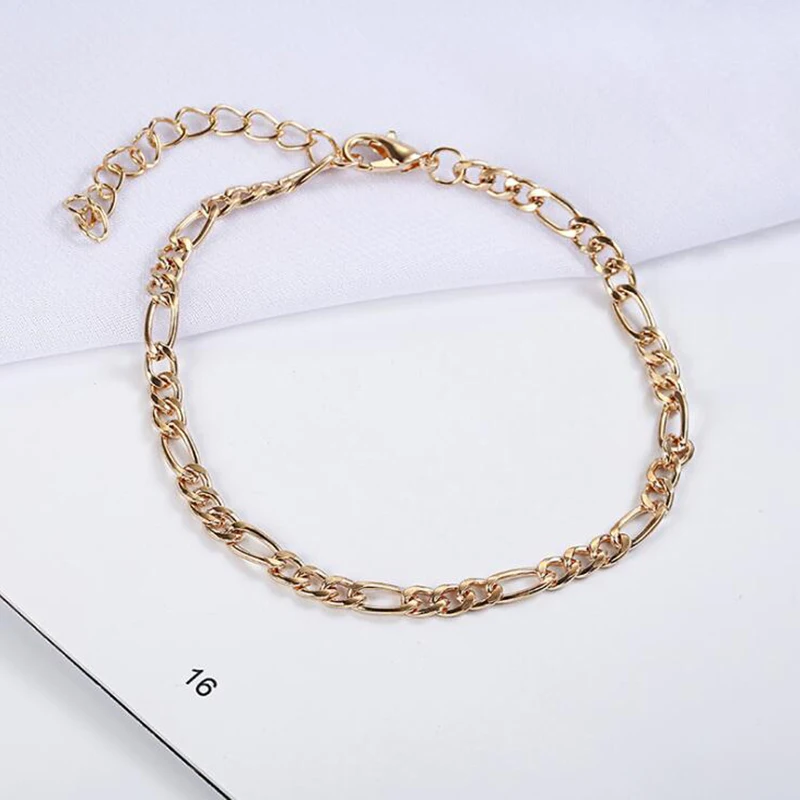 Простые женские браслеты с цепочкой серебряный цвет золотой цепочка для ног