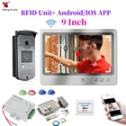 9-дюймовый Беспроводной Wi-Fi умный IP-видеодомофон, система внутренней связи с 1 проводной дверной звонок 720P, камера, поддержка удаленной разблокировки