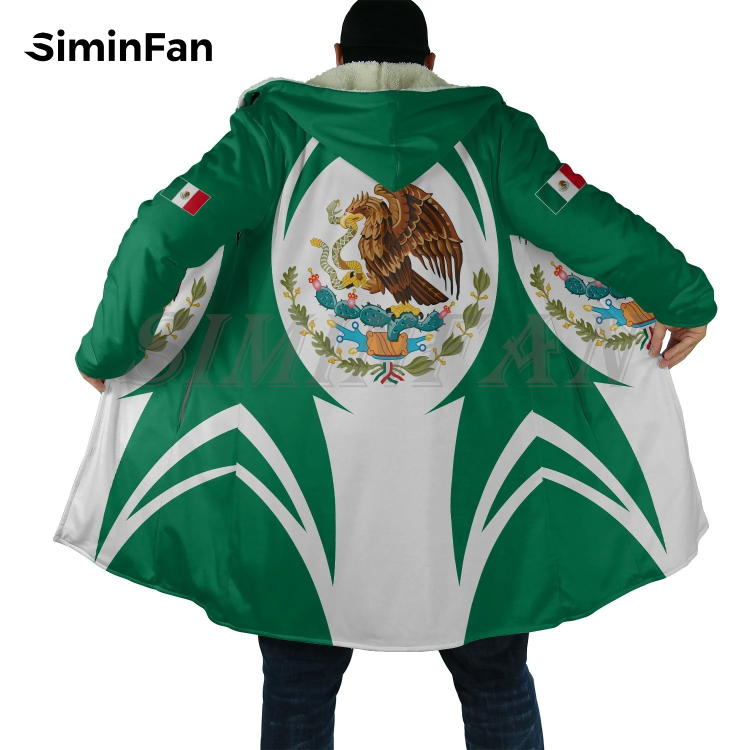 Камуфляжная мужская куртка с капюшоном и 3D-принтом флага Мексики